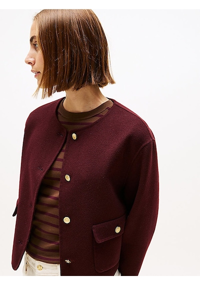 Tommy Hilfiger Df Wool Blend Reg Lady Jacket Kadın Kırmızı Mont - Ww0ww47446 Kırmızı