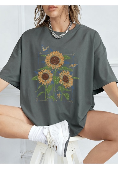 Noıssey Urban Pop Graphic Kadın Tişört Koleksiyonukod 5576 Füme