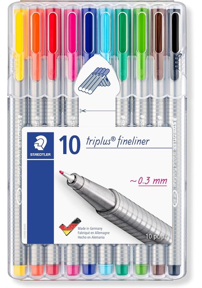 Staedtler 334 Sb10 Triplus Üçgen Fineliner 0.3 Mm 10'lu Set Çok Renkli