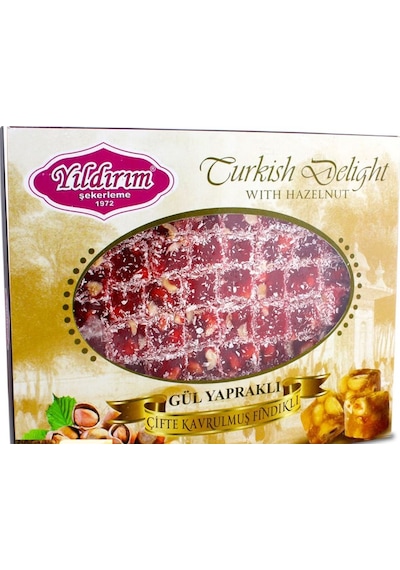 Yıldırım Şekerleme Gül Yapraklı Çifte Kavrulmuş Fındıklı Gül Lokumu 300 G