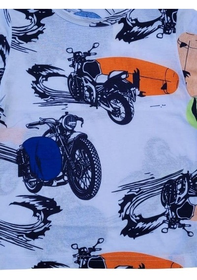 Woo Rage Erkek Çocuk Panda, Motorsiklet Baskılı Tshirt-11752-lacivert Lacivert