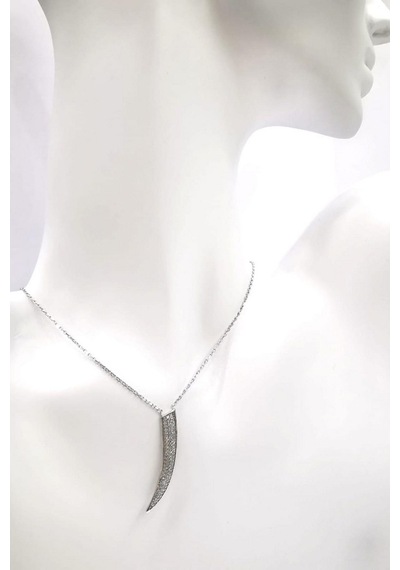 Omar Silver Kadın Fil Dişi Model Zirkon Taşlı Gümüş Kolye Omr8662