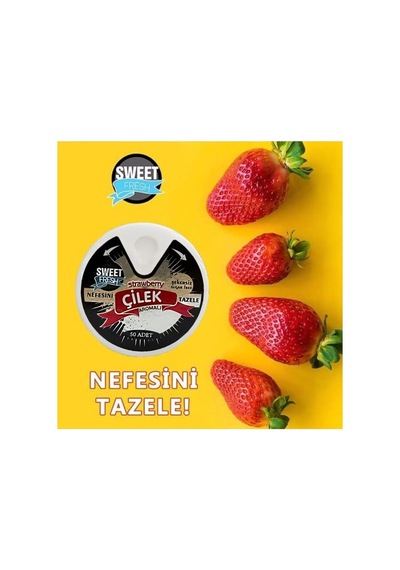 Sweet Fresh Çilek Aromalı Şekersiz Şeker 10gr 10'li Paket