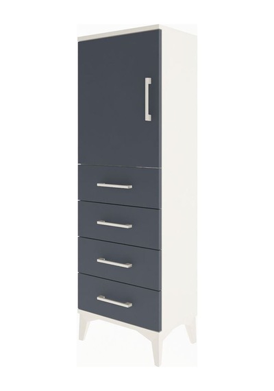 Arges Dolap 2 Raflı 4 Çekmeceli Tek Kapaklı 44x30x134 Aytaşı-antrasit Aytası