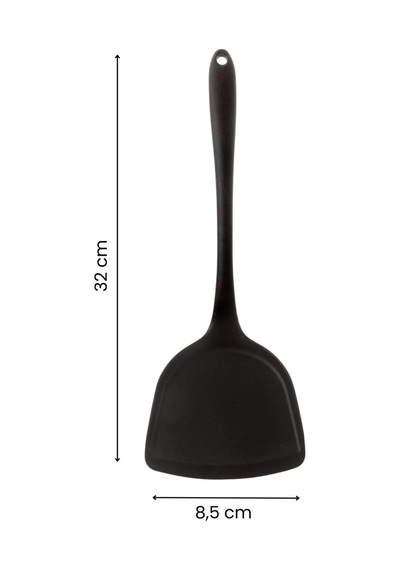 1 Adet Sert Silikon Isıya Dayanıklı Yanmaz Yapışmaz Spatula Siyah