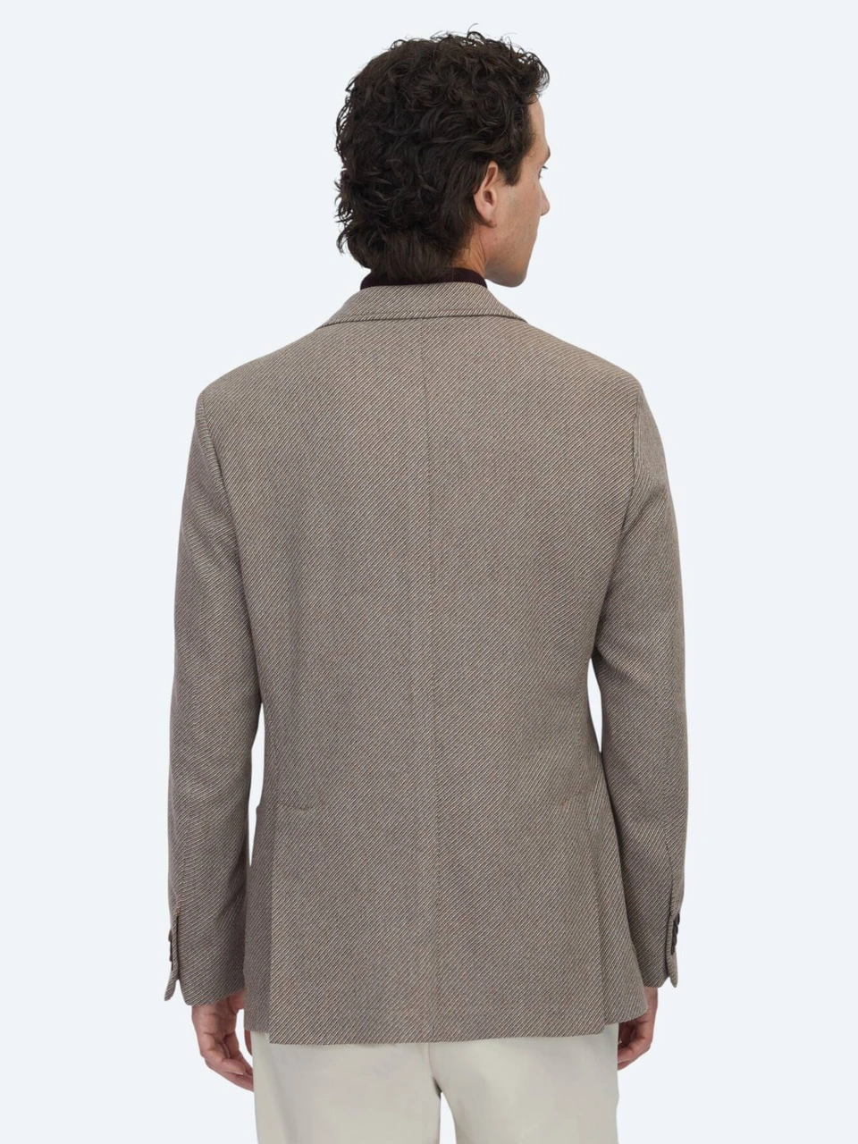 Kip Açık Kahve Desenli Modern Fit Yün Karışımlı Ceket Açık Kahve