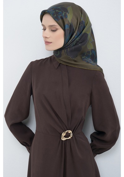Armine Saf İpek Sura Eşarp-2026 İlkbahar-yaz- 950900d Haki Yeşil