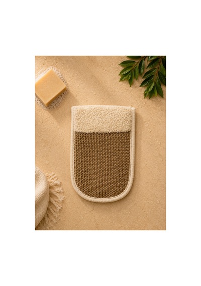 Doğal Sisal & Pamuk Örme Banyo Eldiveni 20x16 Cm Çift Taraflı Peeling Ve Banyo Lifi - 901046031