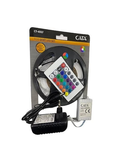 Cata Ct-4557 Rgb Şerit Led Seti 5 Mt Rgb Led+trafo+rgb Kumanda Çok Renkli