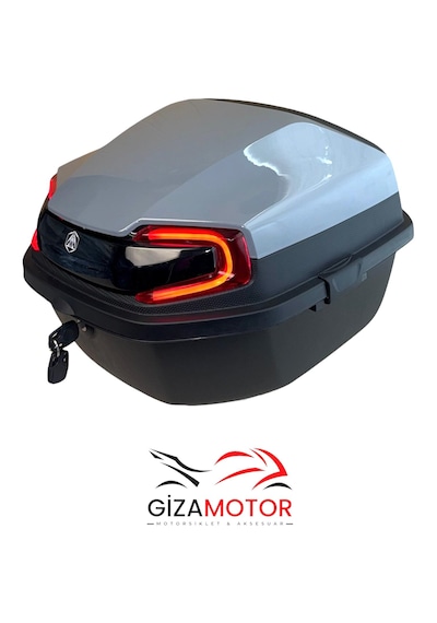 Işıklı + Sırt Dayamalı 33 Litre Motosiklet Çantası Koyu Nardo Gri