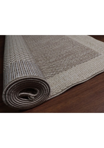 Derin Sisal Bej Bordürlü Vizon Jüt Sisal Dekoratif Kaymaz Taban Yıkanabilir Halı St09-1047 Renkli
