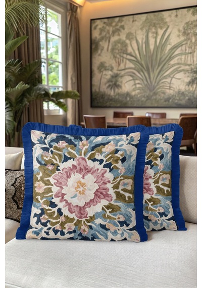 Çiçekli Vintage Motifli Saçaklı Yastık Kılıfı - Şakayık Retro Pembe Lacivert Püsküllü Kırlent Kılıfı Gizli Rota Halo Çiçekli Vintage Motifli Saçaklı Yastık Kılıfı - Şakayık Retro Pembe Lacivert Püsküllü Kırlent Kılıfı Gizli Rota Halo