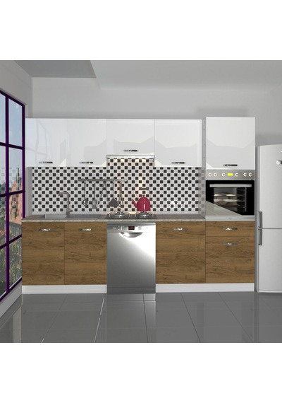Decoraktiv Elite 280 Ankastre Boy Dolaplı Mdf Hazır Mutfak Dolabı - Tezgah Dahil - Pera - Beyaz Beyaz - Meşe Decoraktiv Elite 280 Ankastre Boy Dolaplı Mdf Hazır Mutfak Dolabı - Tezgah Dahil - Pera - Beyaz Beyaz - Meşe