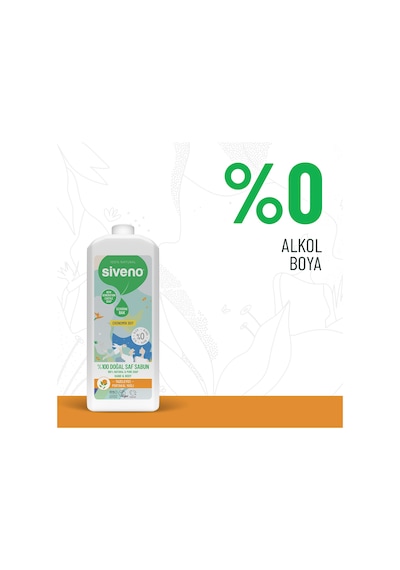 Siveno %100 Doğal Sıvı Kastil Sabun Portakal Yağlı Tazeleyici Nemlendirici Bitkisel Vegan 1 L