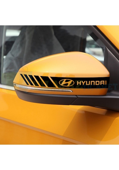 Hyundai Logo Yan Dikiz Ayna Kapağı Şerit Oto Sticker Etiket 3Çift 20 X 2 Cm