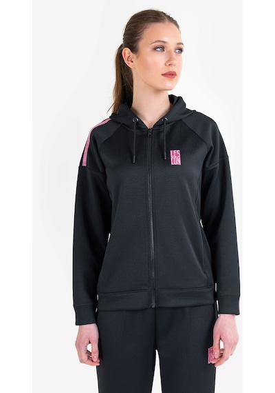 Lescon Siyah Kadın Fermuarlı Kapüşonlu Sweatshirt 23n-2128