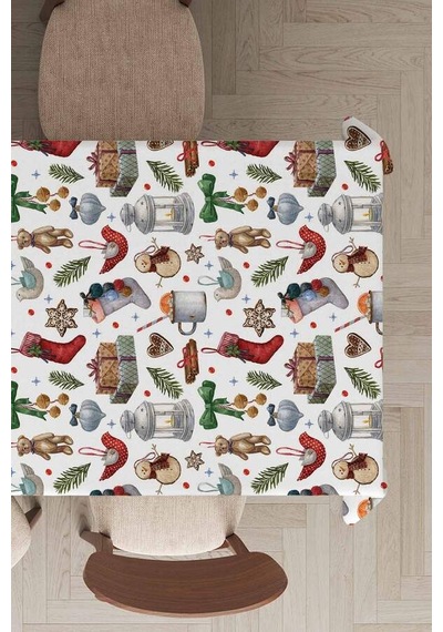 Kırmızı Christmas Dokuma Leke Tutmaz Masa Örtüsü Mso058n11