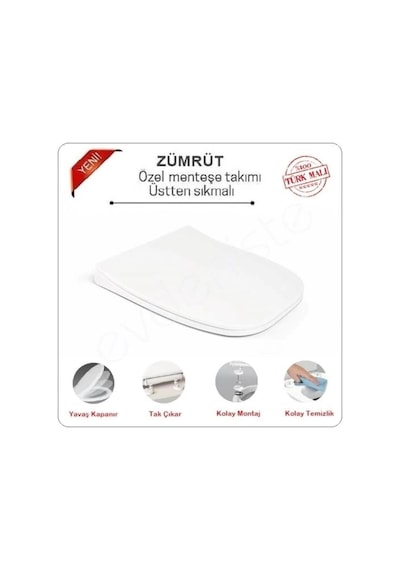 Nkp Zümrüt Slim İnce Kare Yavaş Kapanan Klozet Kapağı
