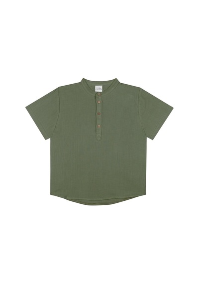 Antebies Yeşil Müslin Kısa Kollu Tshirt Bağlamalı Kordonlu Şort Dokuma Erkek Çocuk Takım