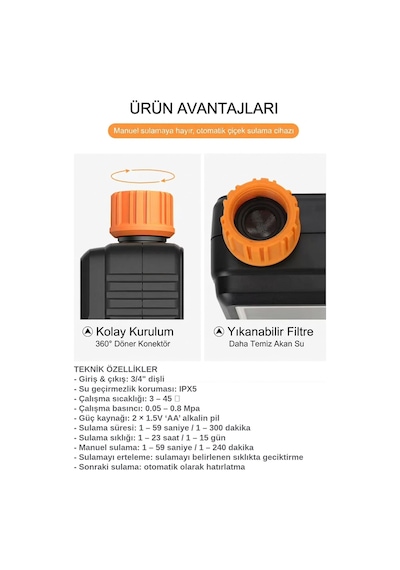 Dijital Otomatik Sulama Zamanlayıcısı - Akıllı Bahçe Sulama Kontrol Sistemi - Ipx5 Su Geçirmez
