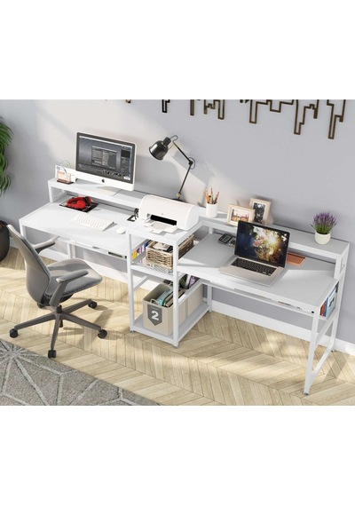 Zizuva Zizuva Tasarım Beyaz Raf Kitaplıkla Bölmeli Modern 2 Kişilik Ça