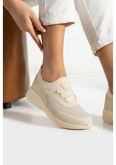 Bej Anatomik Esnek Taban Slip-on Spor Ayakkabı Günlük Sneaker Bej