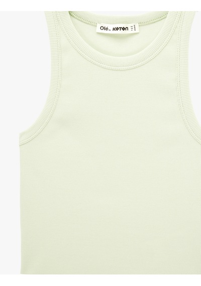 Koton Slim Fit Kolsuz Halter Yaka Bluz Yeşil 6sal30048ık