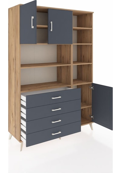 Hyperion Dolap 9 Raflı 4 Çekmeceli 3 Kapaklı 132x44x195 Çam-antrasit/antrasit Antrasıt/antrasıt Hyperion Dolap 9 Raflı 4 Çekmeceli 3 Kapaklı 132x44x195 Çam-antrasit/antrasit Antrasıt/antrasıt