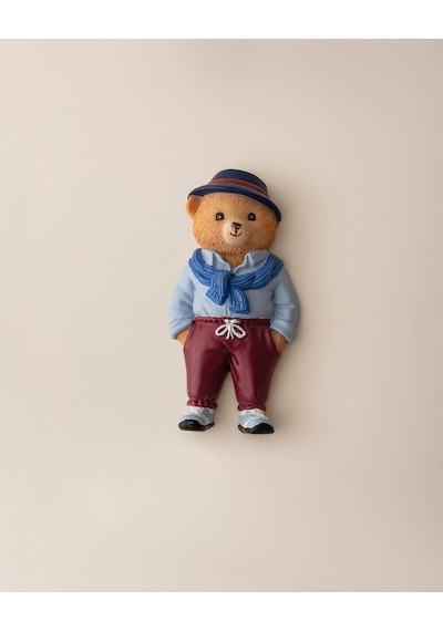 Benoit Bear Magnet - Mavi/bordo - 4x8 Cm 8684427186978 Çok Renkli