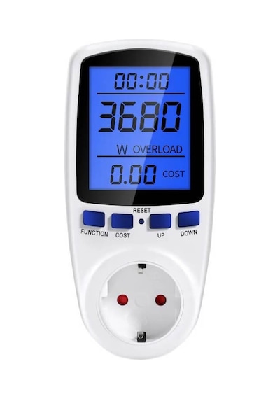 Tograt - Dijital Wattmetre - Priz Tipi - Elektrik Tüketimi Ölçer - 220v 16a 3680w - Işıklı Lcd Ekran