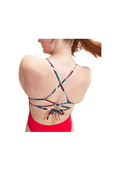 Speedo Solid Lattice Arkadan Bağlama Kadın Yüzücü Mayosu Çok Renkli