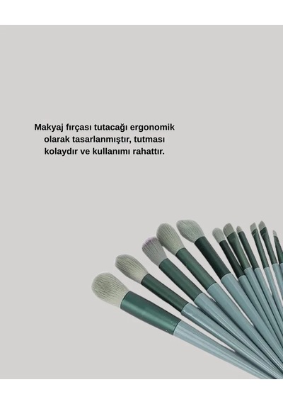 Taşınabilir Ergonomik Yapılı 13 Adet Fiber Kıllı Yüz Ve Göz Makyaj Fırçası Seti 09897021