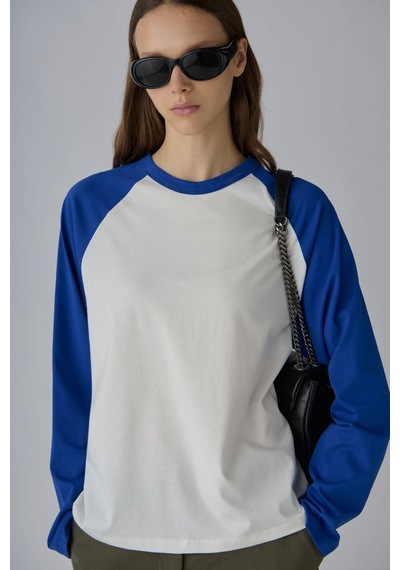 Suud Collection Mavi Reglan Çift Renk Tişört