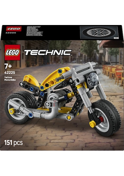 LEGO® Technic Sarı Motosiklet 42225 - 7 Yaş ve Üzeri Çocuklar için Pistonlu Motor İçeren Yaratıcı Oyuncak Yapım Seti (151 Parça)