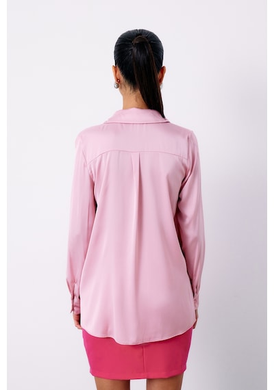 Sateen Saten Gömlek - Pembe-135044 Pembe