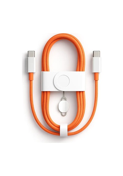 Schitec 60w AppleiPhone Uyumlu Type-c To Type-c Örgülü Hızlı Data Ve Şarj Kablosu Ve Sim İğnesi Turuncu