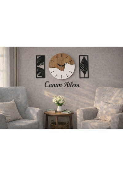Duvar Saati 40 Cm Şık Ve Modern Çiçekler 30 Cm No58 Çok Renkli
