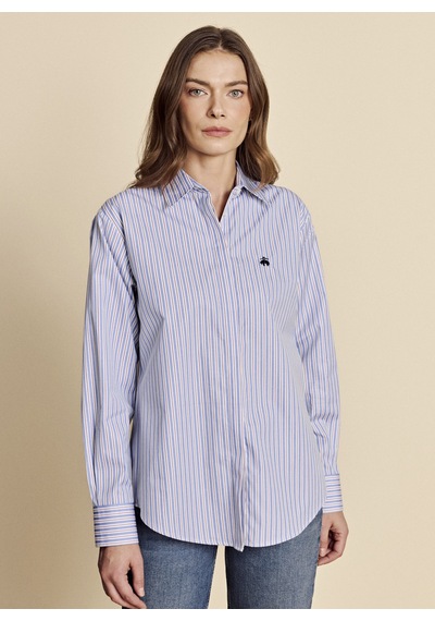 Brooks Brothers Mavi Kadın Regular Fit Çizgili Gömlek Bbfw26fsh004 Kırmızı-mavi
