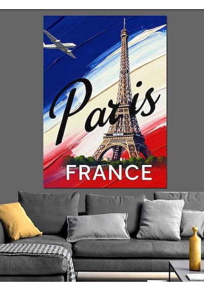 Ahşap Tablo Paris Eyfel Kulesi Retro Poster