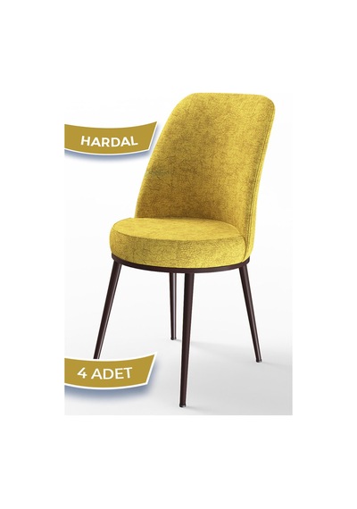 Canisa Concept Dexa Serisi Hardal Renk 4 Adet Sandalye, Renk Hardal, Ayaklar Kahverengi Hardal