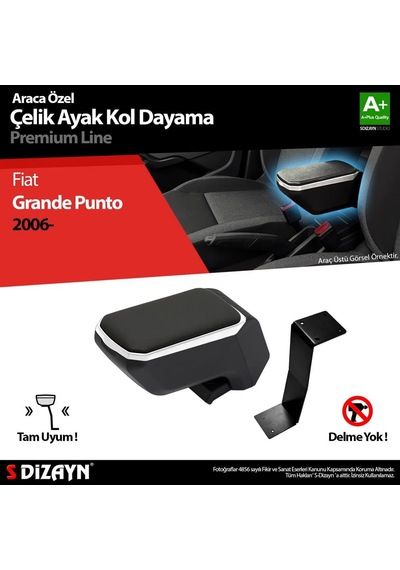 S-dizayn Fiat Punto Kol Dayama Kolçak Çelik Ayaklı Abs Gri 2006-2018 A+kalite