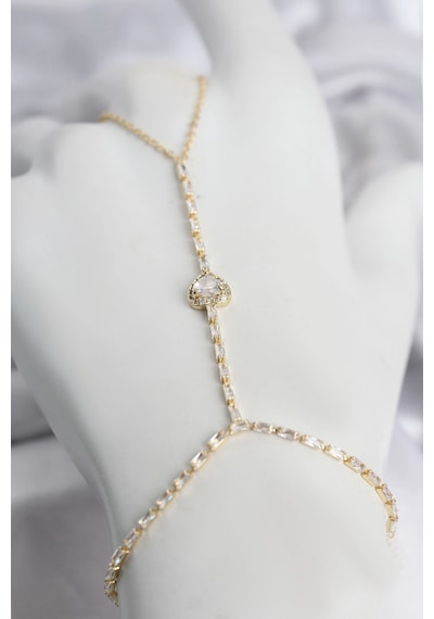 Mey İthalat Gold Renk Pirinç Zirkon Taşlı Kalp Model Şahmeran Çok Renkli