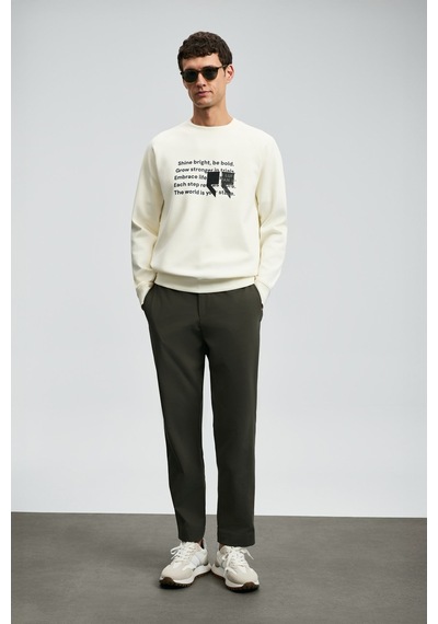 Lufian 112030174 Shadow Erkek Sweatshirt Beyaz