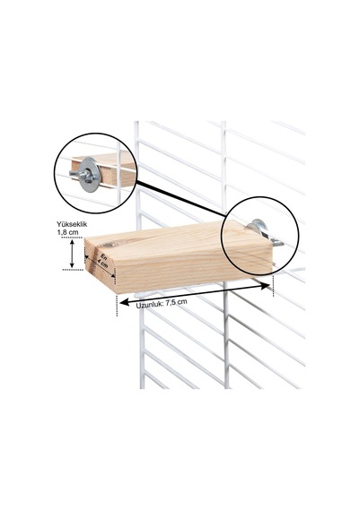 X-perk Çam Ağacı Kuş Tüneği Dikdörtken Kuş Tünek Boy 7,5 Cm En 4 Cm