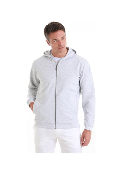 Hatemoğlu Gri Regular Fit Düz Pamuklu Fermuarlı Sweatshirt 34183024b001 420 Gri