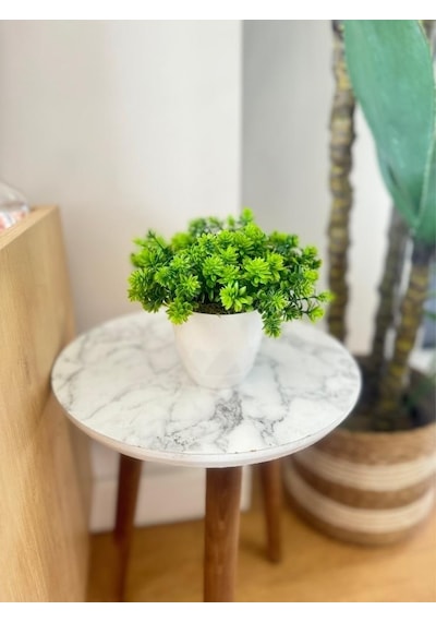 Yapay Çiçek Beyaz Saksıda Lotus Dekoratif Masa Çiçeği 15cm
