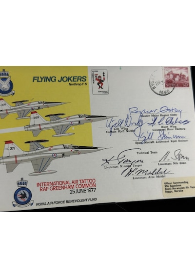 Royal Norwegian Air Force Norveç Kraliyet Hava Kuvvetleri 1977 Islak İmzalı Limited İlk Gün Zarfı