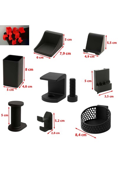 Özel 3d Baskı 8 Li Modüler Masa Düzenleyici Tak Çıkar Değiştirilebilir Düzenleyici Siyah