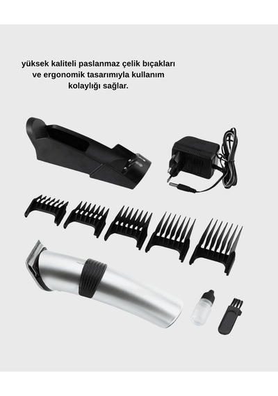 Kablosuz Tıraş Makinesi, Şarjlı, 60 Dakika, Çelik Bıçaklı, Sessiz Motorlu Diğer
