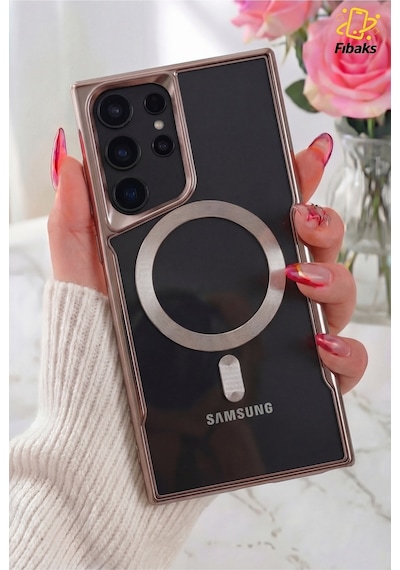 Fibaks Galaxy S24 Ultra Uyumlu Kılıf Prizma Kamera Çıkıntılı Magsafe Şarj Destekli Mat Renkli Şeffaf Kapak